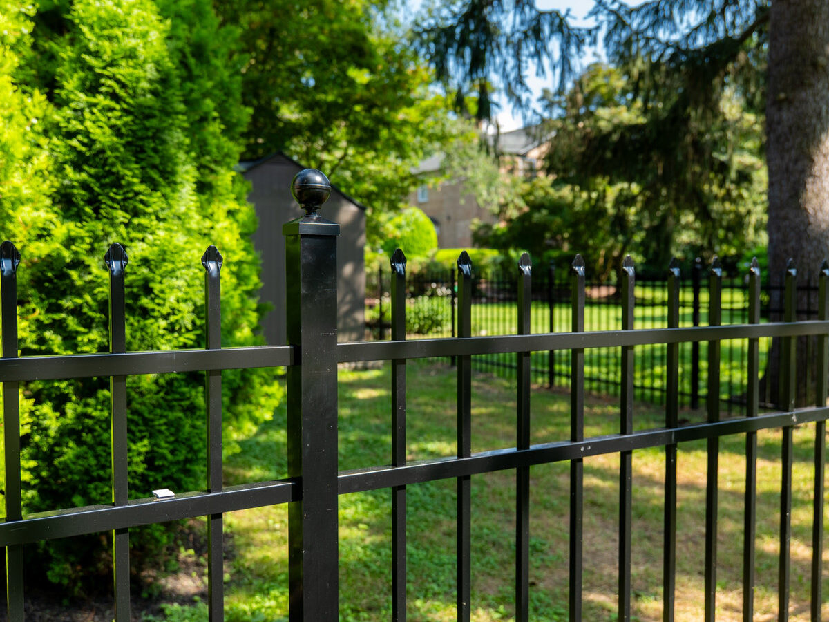Black aluminum ornamental fence with caps Delaware