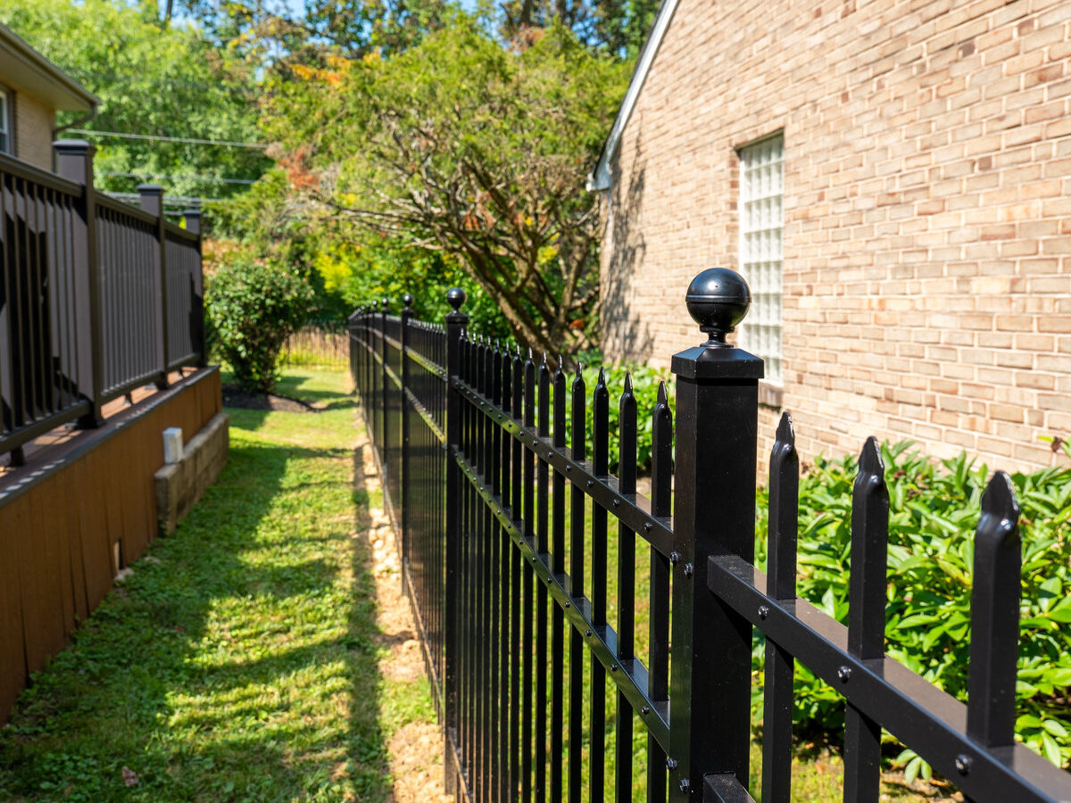 Black aluminum ornamental fence with caps Delaware