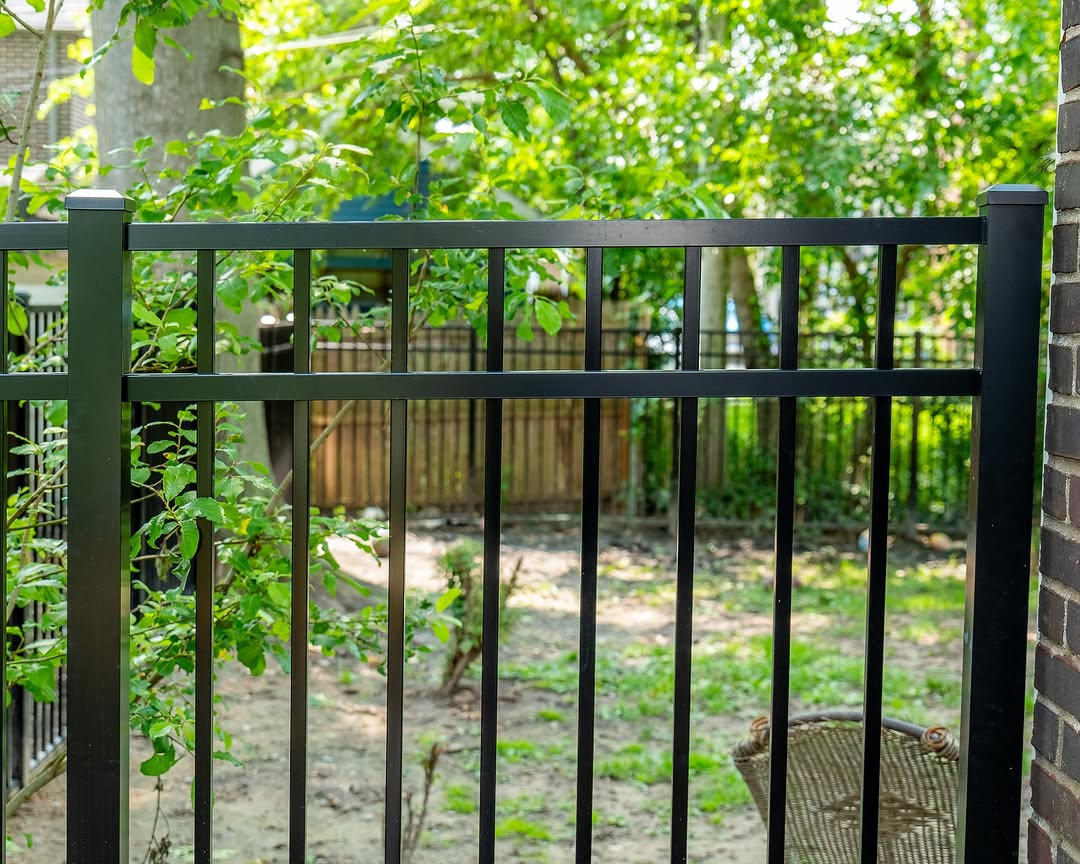 Full view of black aluminum fence in Delaware