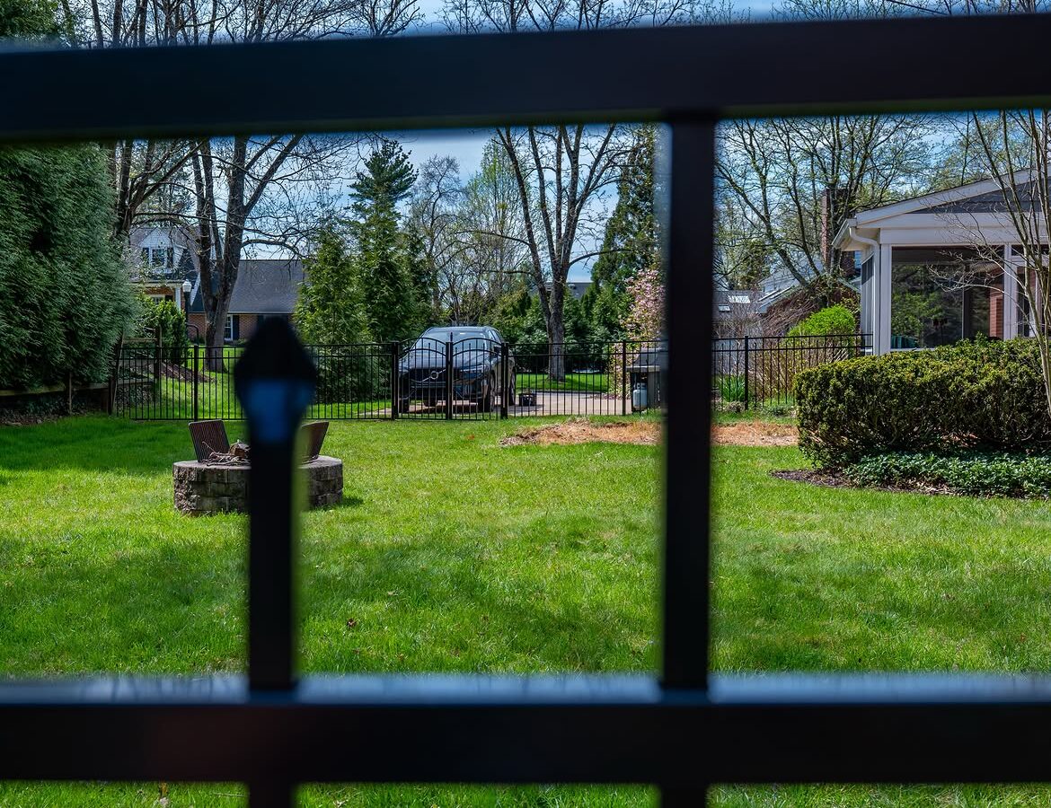 Full view of black aluminum fence in North Wilmington, DE