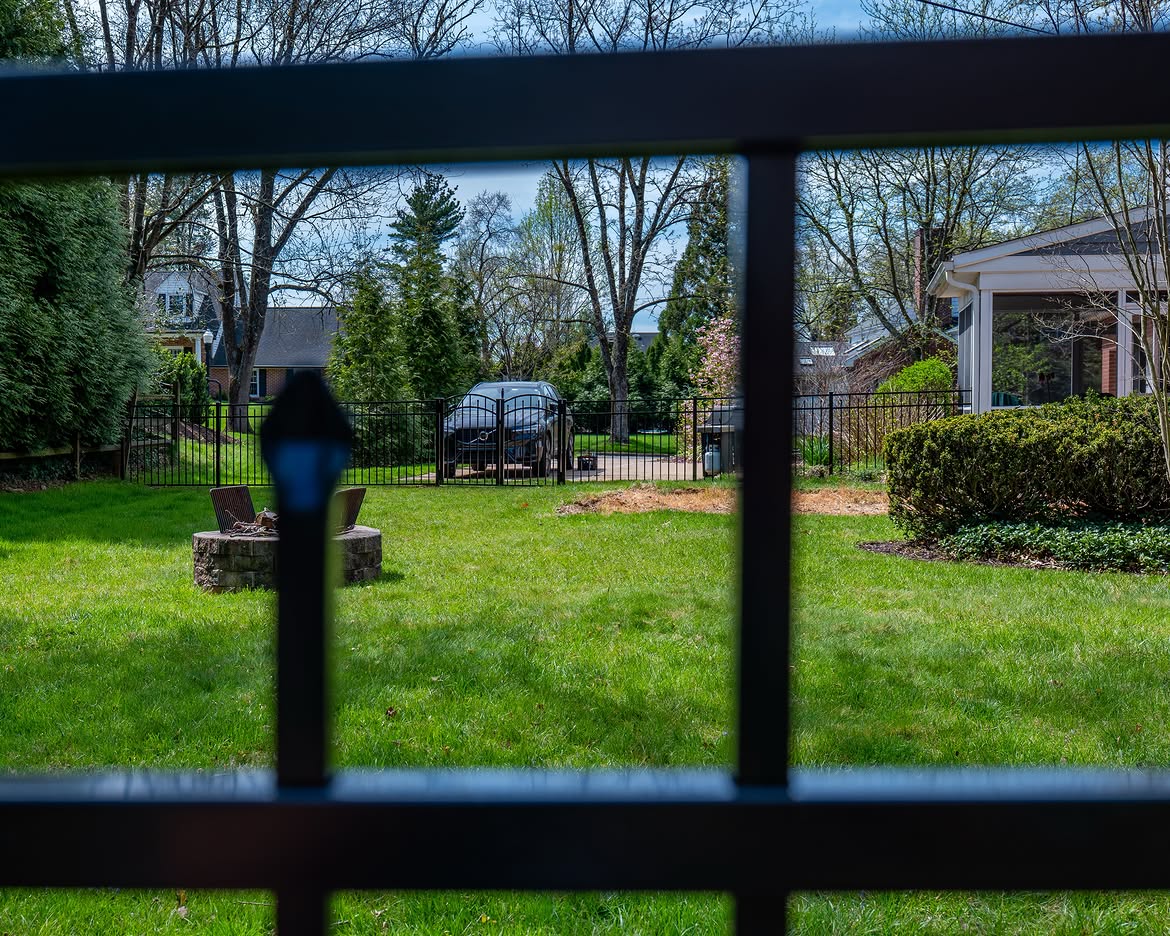 Full view of black aluminum fence in North Wilmington, DE