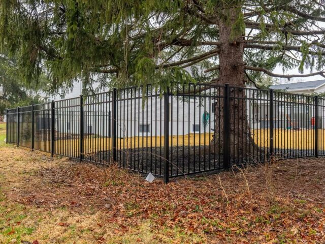 Black Aluminum Fence Wooded Lot