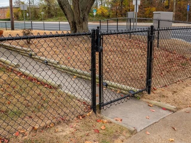 Black Chain Link Fence & Gate Roadside