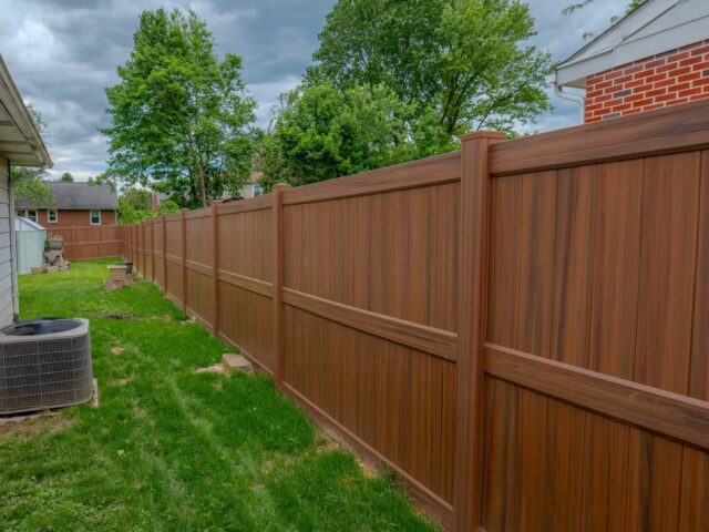 Brown Vinyl Privacy Fence & Paver Patio North Wilmington – 4