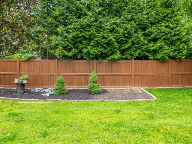 Brown Vinyl Privacy Fence & Paver Patio North Wilmington – 6