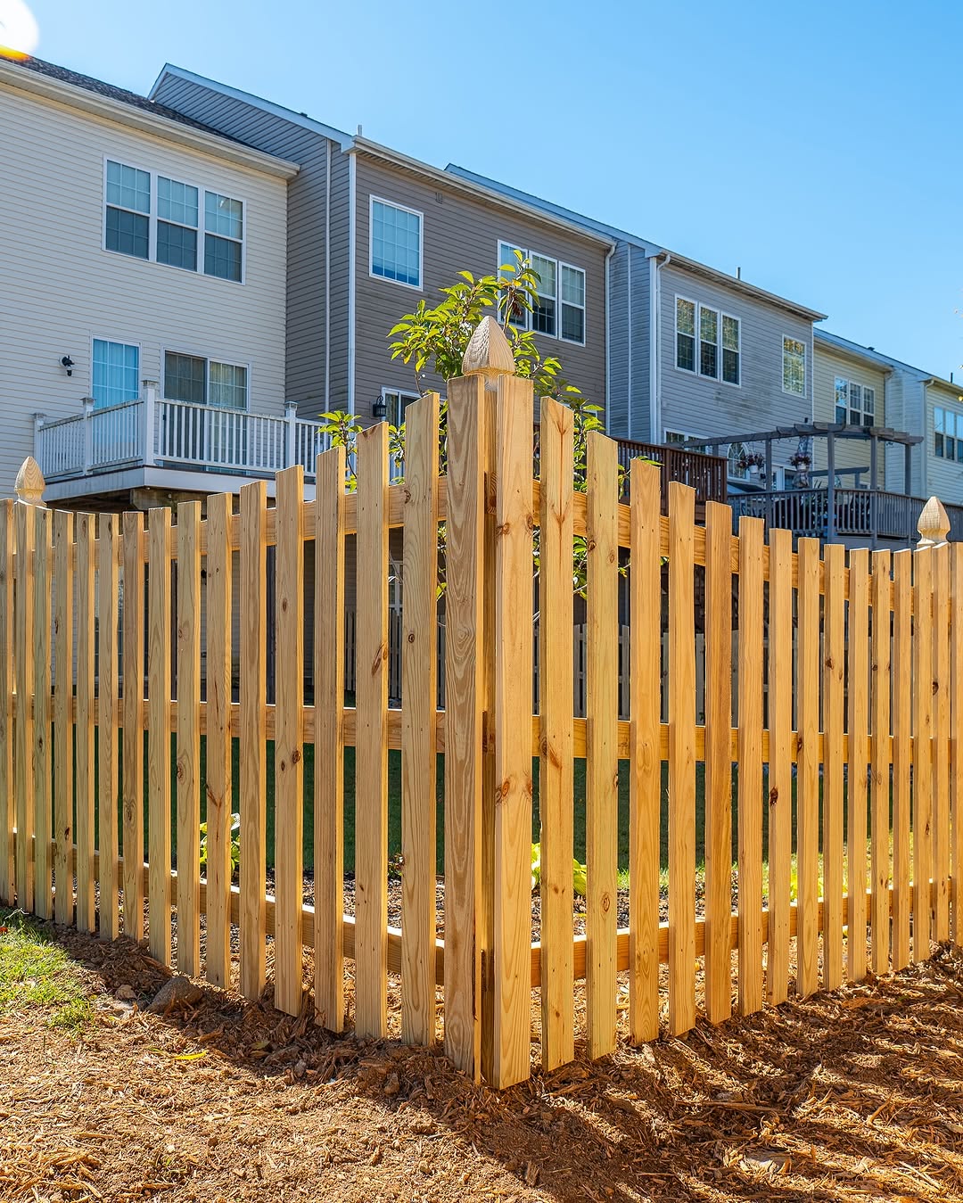 Full view of cedar picket fence in Delaware