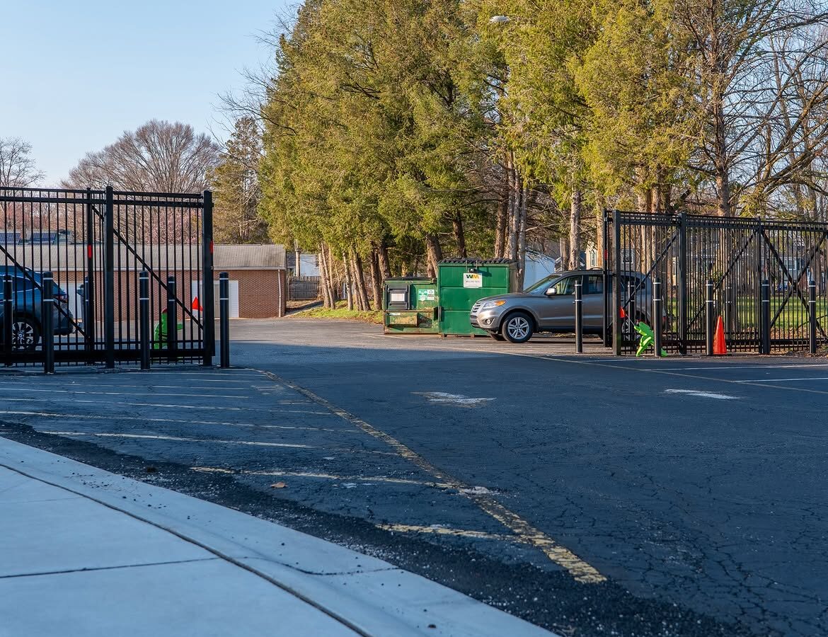Open gate view of commercial aluminum security gate in Delaware