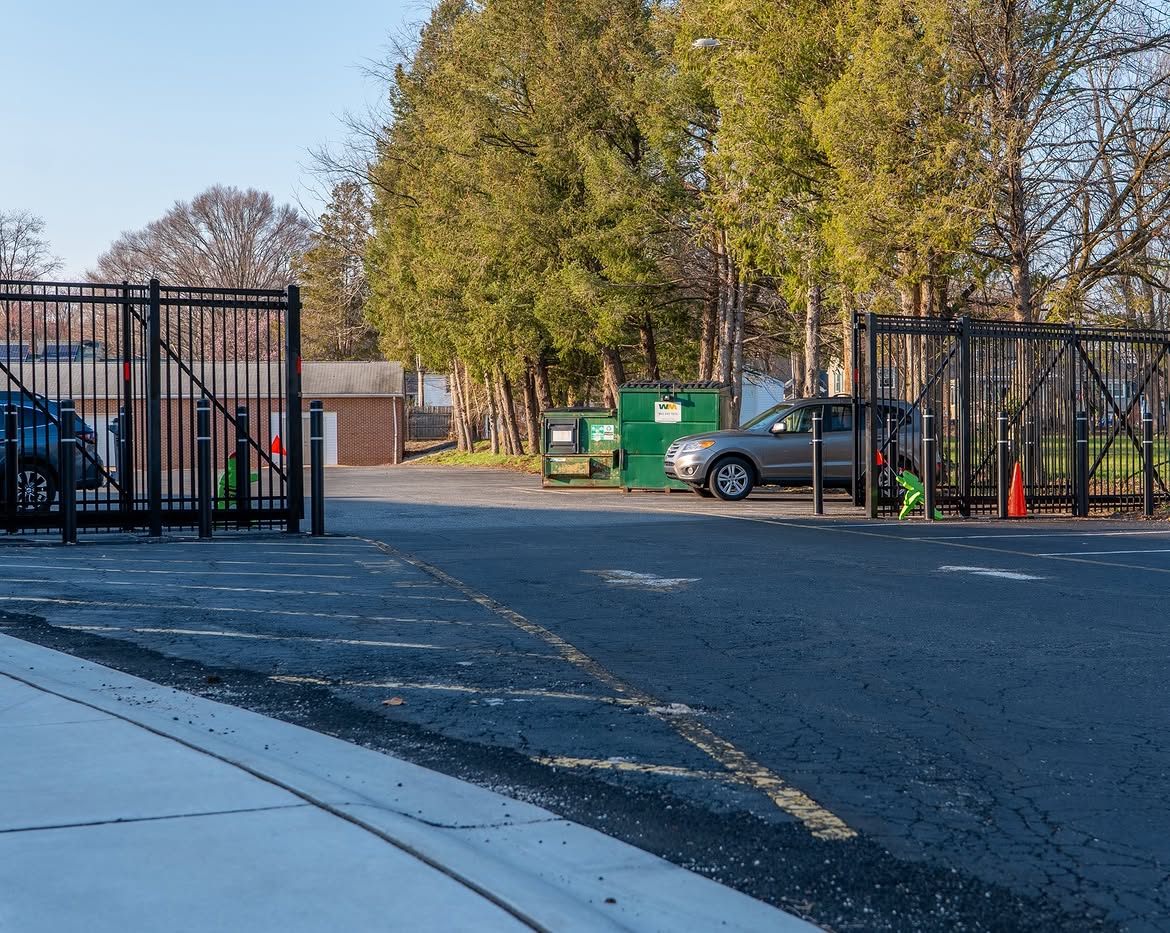 Open gate view of commercial aluminum security gate in Delaware