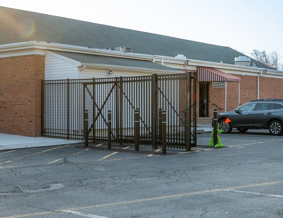 Gate detail of commercial aluminum security gate in Delaware