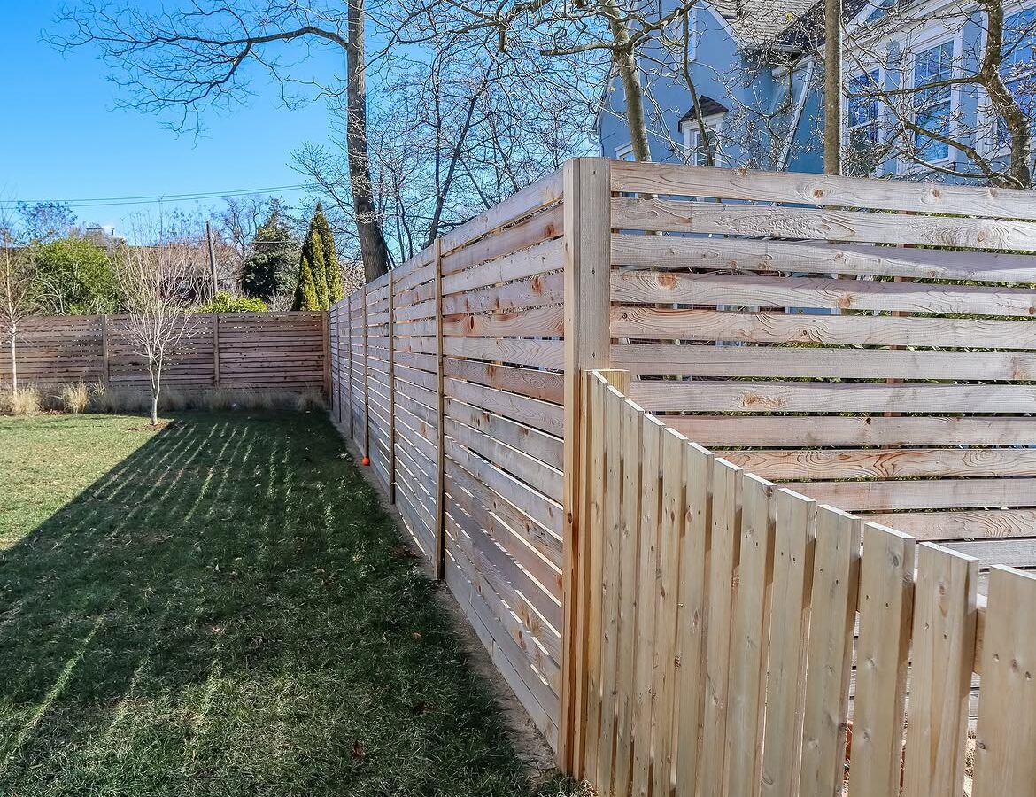Full view of custom wood fence in Delaware
