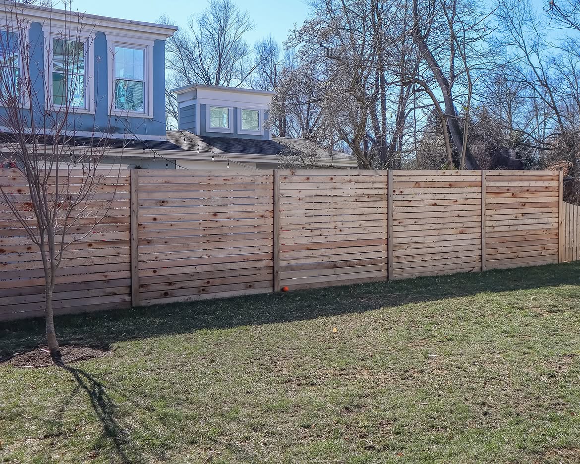 Corner detail of custom wood fence in Delaware