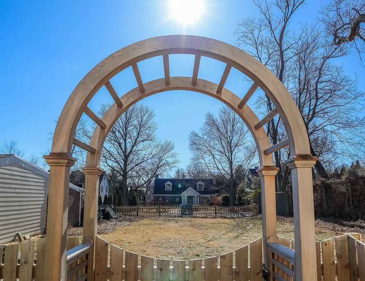 Gate detail of custom wood fence in Delaware