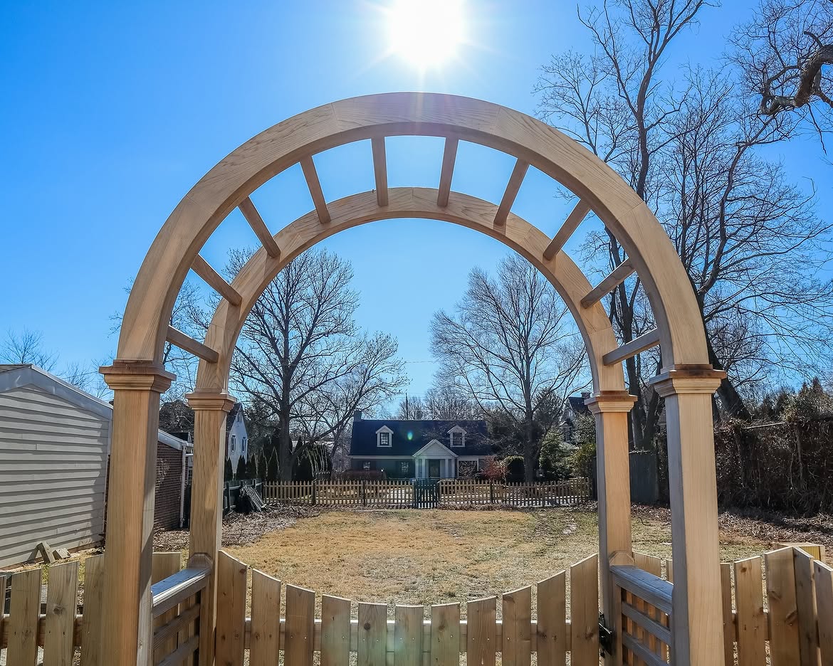 Gate detail of custom wood fence in Delaware