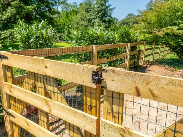 Post & Rail Fence with Wire Gate