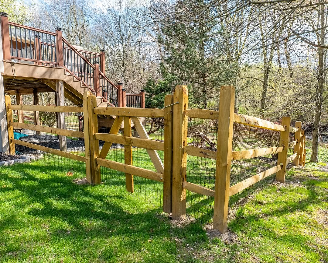 Full view of split rail fence with wire backing in Delaware
