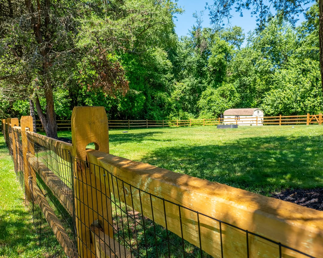Full view of split rail fence with wire backing in Delaware