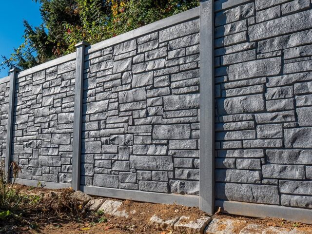 Rock Wall Vinyl Privacy Fence