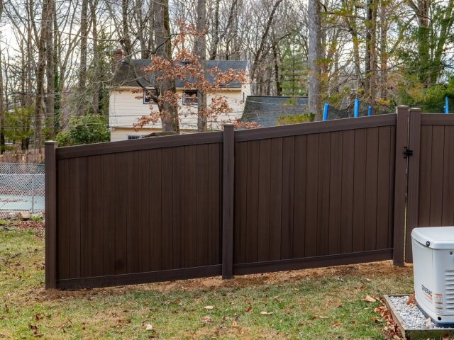 Tan & Brown Faux Wood Vinyl Fence – 8