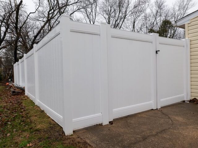White Vinyl Privacy Fence Driveway