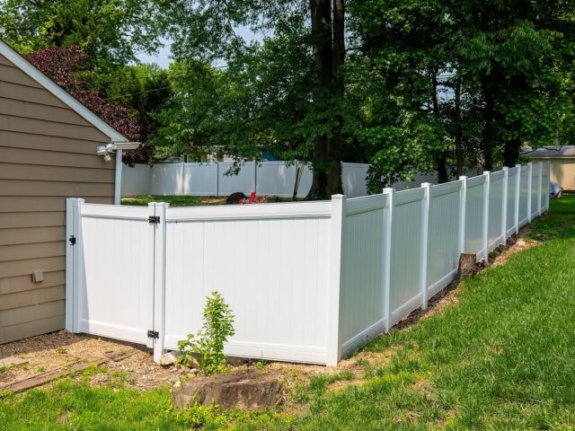 White Vinyl Privacy Fence & Gate