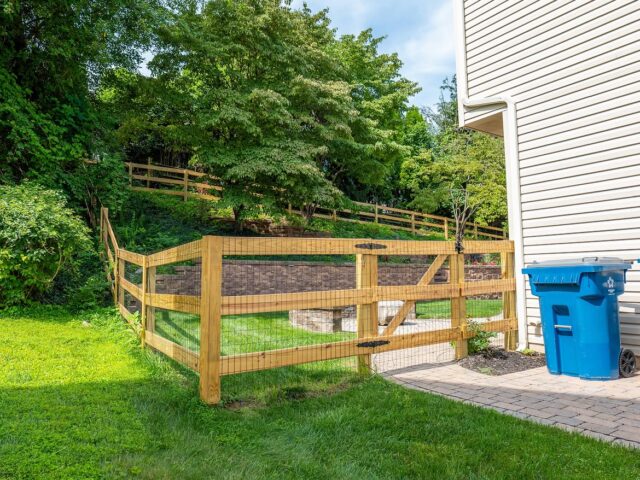 Wood Post & Rail with Paver Patio and Retaining Wall – 2