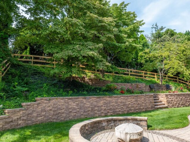 Wood Post & Rail with Paver Patio and Retaining Wall – 4