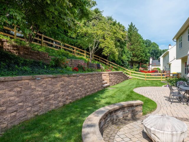Wood Post & Rail with Paver Patio and Retaining Wall – 5