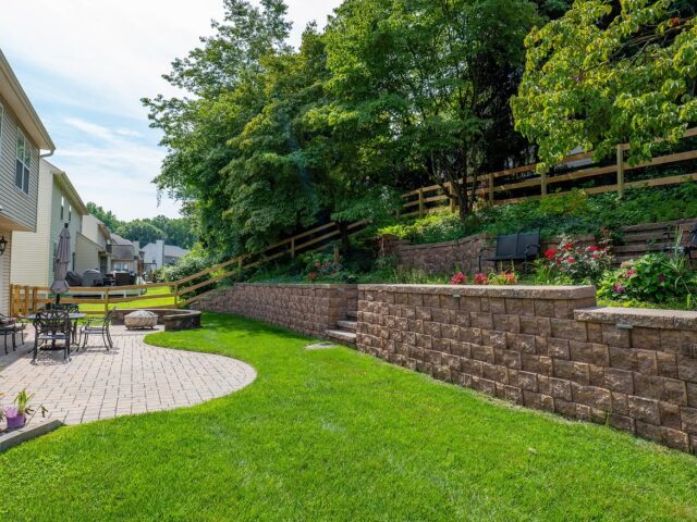 Wood Post & Rail with Paver Patio and Retaining Wall – 8
